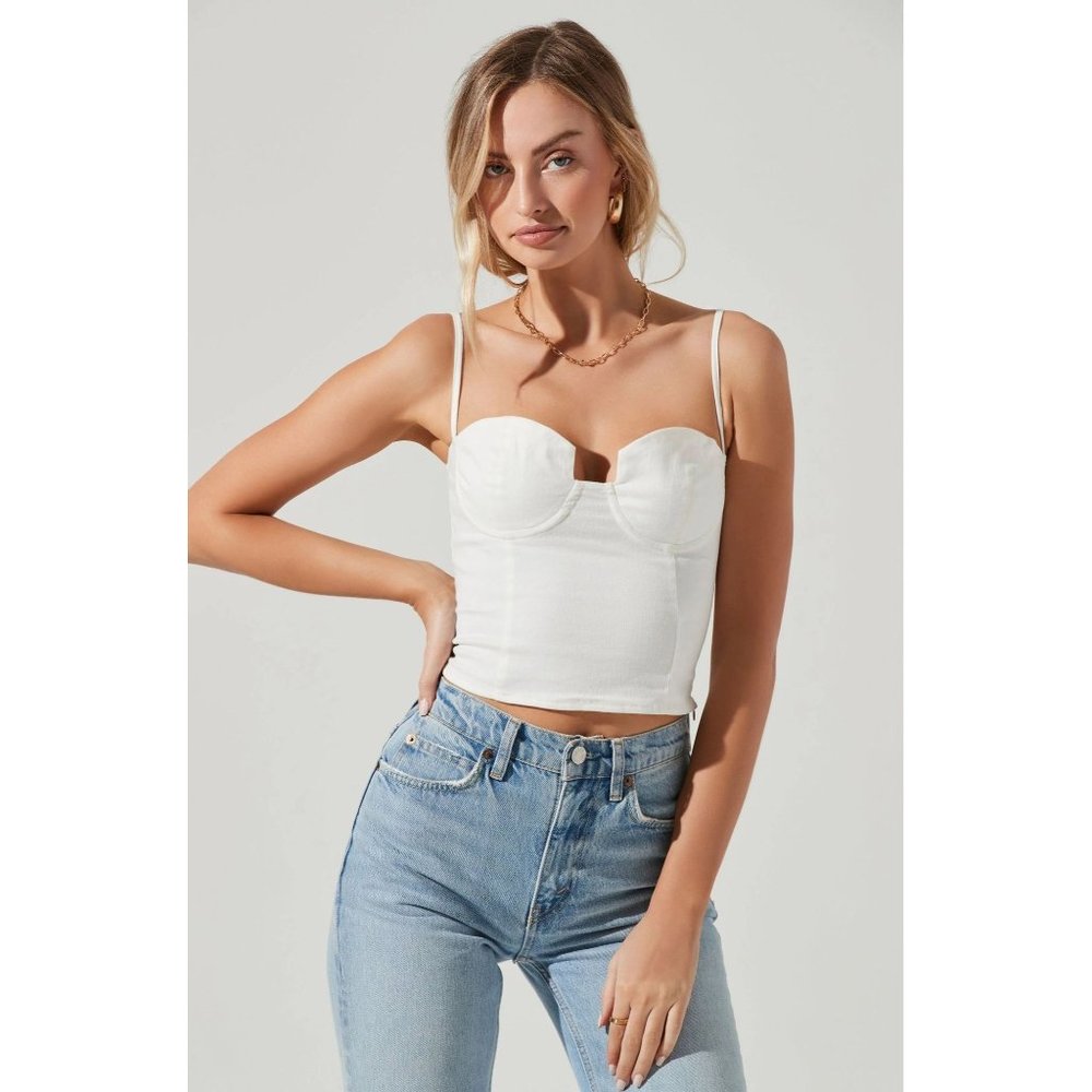 ASTR Brixley Underwire Bustier Top in White Large New Womens Tank